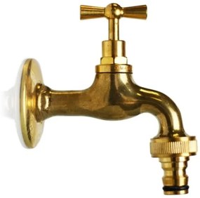 Rubinetto In Ottone Bronzato 1/2" Per Fontane E Bacinelle Con Portagomma