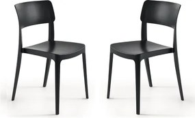 Sedia impilabile da giardino in polipropilene - FRA Nero 2 pezzi