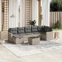 Set Divano da Giardino 8pz con Cuscini Grigio Chiaro Polyrattan 3263518