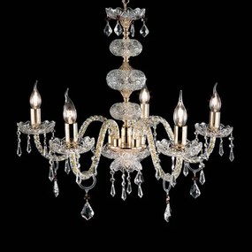 Lampadario sospeso DALLAS D75 cm in cristallo con finiture oro da 5 luci