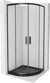 Mexen Rio cabina doccia semicircolare 80 x 80 cm, trasparente, nera + piatto doccia Flat, nero - 863-080-080-70-00-4170B