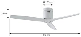 Lucande ventilatore da soffitto Vindur, bianco, DC, silenzioso, Ø 132 cm
