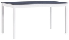 Tavolo da Pranzo Bianco e Grigio 140x70x73 cm in Legno di Pino