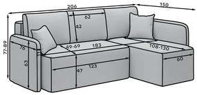 Divano angolare beige allungabile/con contenitore (con penisola a destra/con chaise lounge) e rivestimento in velluto Hadson – ELTAP