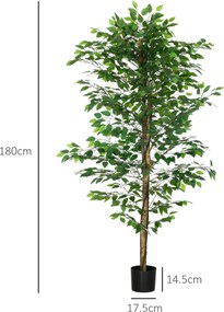 Pianta Artificiale di Ficus con Vaso per Interni ed Esterni 180 cm Verde...