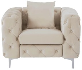 Poltrona Chesterfield in velluto Beige - EDWINA