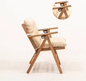 Sedia da giardino in legno color crema-naturale - Floriane Garden