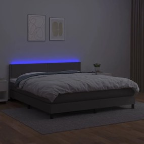 Giroletto molle con materasso e led grigio 160x200cm similpelle