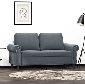 Divano A 2 Posti Grigio Scuro 120 Cm İn Velluto /