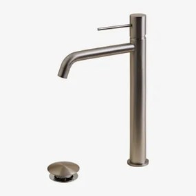 Set Rubinetto Lavabo E Valvola Di Scarico In Ottone Per Lavello Tipo Click-clack Senza Troppopieno Orveta Grigio Cromato & ↑30 Cm - Sklum