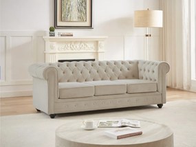 Divano 3 posti in Velluto Beige - CHESTERFIELD