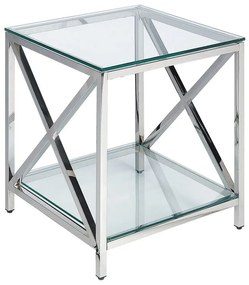 Tavolino vetro argento 45 x 45 cm AUDET Beliani