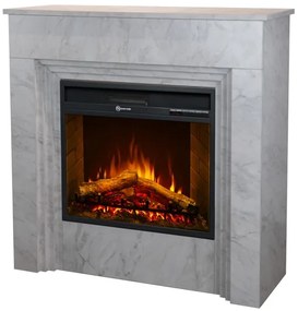 Camino elettrico da terra in legno effetto Marmo Bianco BELLINI L96 x P35 x H96 cm