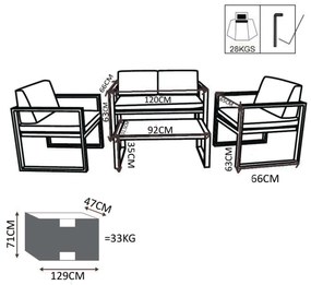DEXTER - salotto da giardino in alluminio