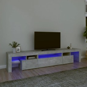 Mobile porta tv con luci led grigio cemento 215x36,5x40 cm