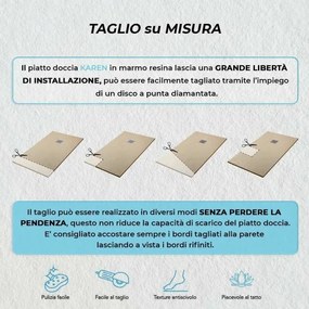 Piatto doccia filo pavimento Karen 70x110 in resina pietra tortora