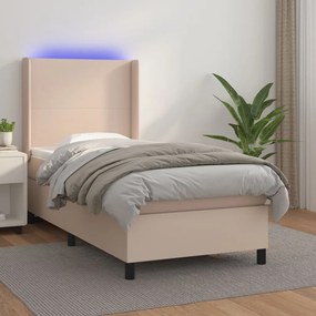 Giroletto molle materasso e led cappuccino 90x190 cm similpelle