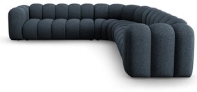 Divano angolare componibile blu con rivestimento in ciniglia Lupine – Micadoni