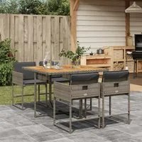 Set da Pranzo da Giardino 5 pz con Cuscini in Polyrattan Grigio 3278029