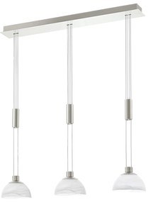 Lampadario Contemporaneo Montefio Acciaio Nichel Vetro 3 Luci Led 6,5W 2400Lm