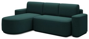 Divano angolare verde allungabile/con contenitore (con penisola a sinistra/con chaise lounge) e rivestimento in ciniglia Aurumm – ELTAP