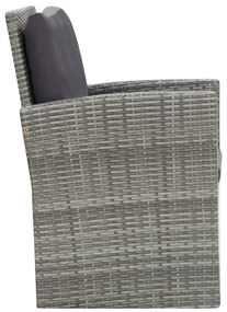 Set da Pranzo da Giardino 5 pz con Cuscini in Polyrattan Grigio