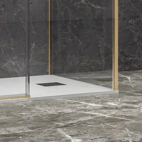 Kamalu - Cabina doccia 3 lati 80x150x80 oro satinato anta scorrevole  | KLA-4000G