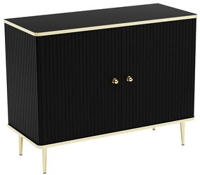 Credenza alta con 2 ante in MDF e Acciaio Nero e Dorato - SINEAD di Pascal MORABITO