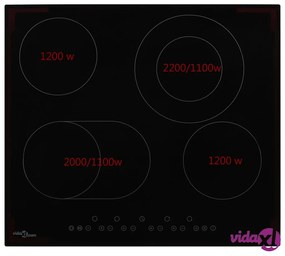 vidaXL Piano Cottura in Ceramica con 4 Zone e Controlli Touch 6600 W