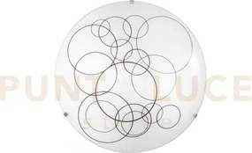 Plafoniera karma bianca e nera 2 luci attacco e27 30x30x9,5cm in vetro