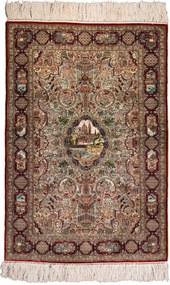 Hereke Tappeto 60 x 90 Rosso (Cina) Annodato A Mano