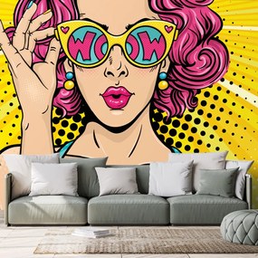 Carta da parati – Donna con capelli rosa