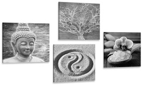 Set di quadri – Natura morta Buddha in bianco e nero
