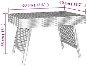 Tavolino Pieghevole Nero 60x40x38 cm in Polyrattan