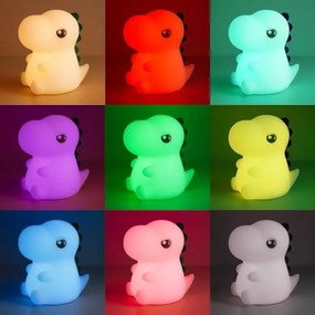 Lampada da notte ricaricabile per bambini DINO LED RGBW dimmerabile, 1W/5V, 1200 mAh