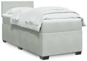 Giroletto A Molle Con Materasso Grigio Chiaro 90x200 Cm Velluto /