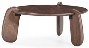 Tavolino da salotto rotondo marrone scuro in mango massiccio ø 80 cm Tamira – MOME