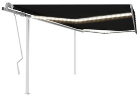 Tenda Da Sole Retrattile Manuale Con Led 4,5x3,5 M Antracite /