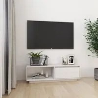 Mobile Porta TV Bianco 110x30x33,5 cm in Legno Massello di Pino 809889