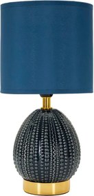 Lampada da tavolo blu in ceramica con paralume in tessuto (altezza totale 30,5 cm) Flavi – Mauro Ferretti