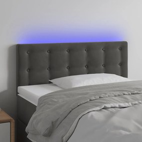 Testiera A Led Grigio Scuro 100x5x78/88 Cm İn Velluto /