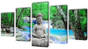 5 Pz Set Stampa Su Tela Da Muro Buddha 200 X 100 Cm /