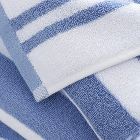 Telo da bagno in cotone blu e bianco 90x140 cm Stripe Jacquard - Bianca