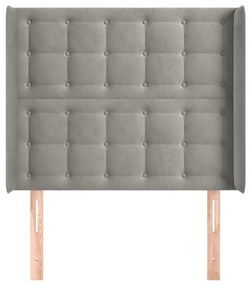 Testiera ad orecchio grigio chiaro 103x16x118/128 cm in velluto