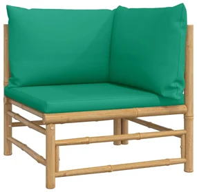Set salotto da giardino 5pz con cuscini verdi bambù