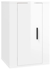 Set mobili porta tv 3 pz bianco lucido in legno multistrato