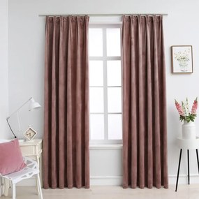 Tende Oscuranti Con Ganci 2 Pz Rosa Antico İn Velluto 140x175cm /