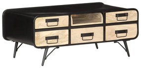 Tavolino Da Salotto 100x50x40 Cm İn Legno Massello Di Mango /