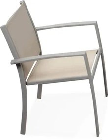 Salotto da esterno in acciaio verniciato con divano, poltrone e tavolo Sierra Marrone