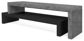 Tavolo TV doppio nero con decoro in cemento , 125 x 40 cm Cliff - TemaHome